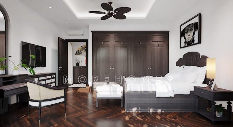 Mẫu giường ngủ gỗ óc chó cao cấp có ngăn kéo với thiết kế tân cổ điển là điểm nhấn tạo nên sự quý phái cho phòng ngủ
