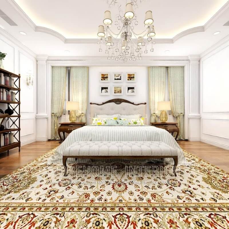 Chiêm ngưỡng mẫu giường ngủ tân cổ điển được làm với chất liệu gỗ óc chó sang trọng