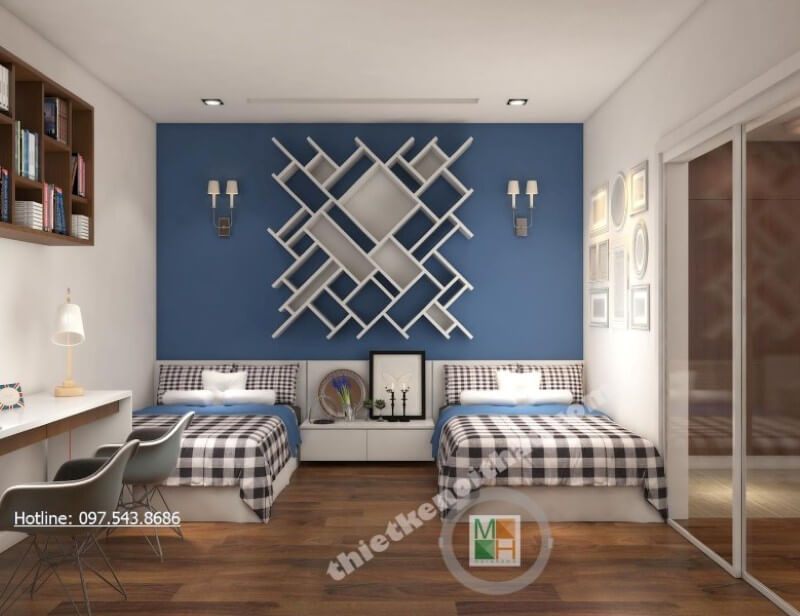 Giấy dán tường Hàn Quốc là điểm nhấn nổi bật của cả căn phòng, tạo nên một không gian nghỉ ngơi và học tập thú vị và độc đáo cho con bạn.